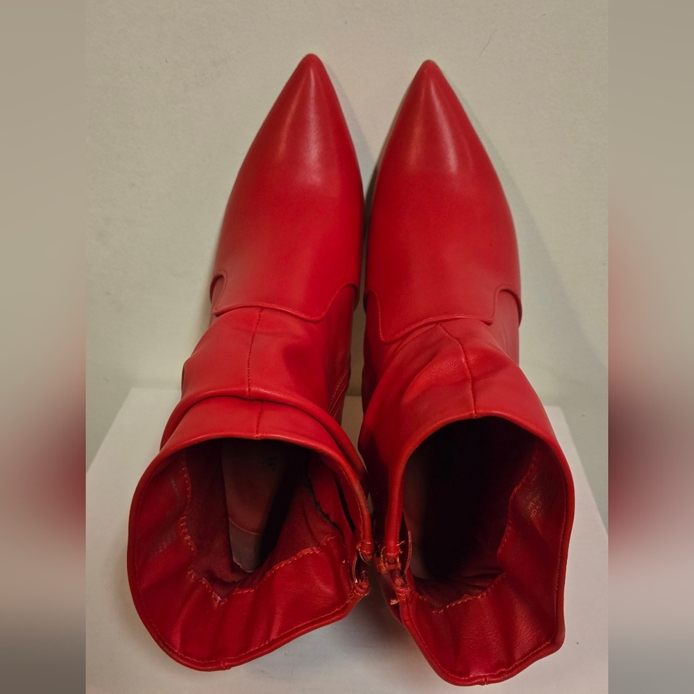 JustFab ZELDA Red Stiletto Ankle Boots - Women's Fashion Booties - Picture 5 of 6